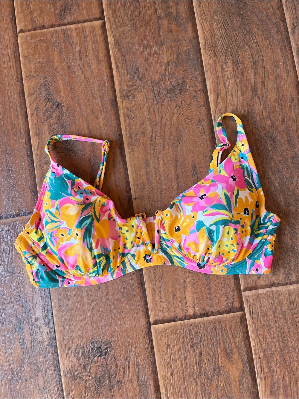 Anne Cole Floral Underwire Bikini Top in Yellow, Pink, Green